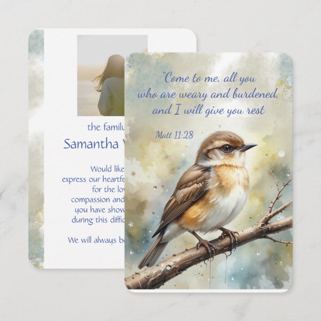 Funeral Celebration of Life Thank You Scripture Card (Front/Back)