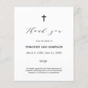 Funeral Cloudy Sympathy Grief Thank You  Card