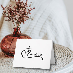 Funeral Cross Heart Sympathy Gratitude Thank You  Card