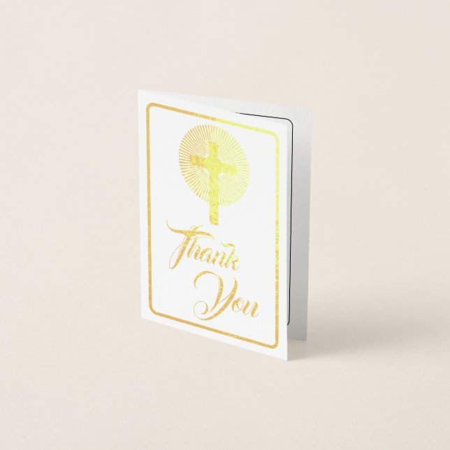 Funeral Cross Thank You Message For Condolences Foil Card (Front)