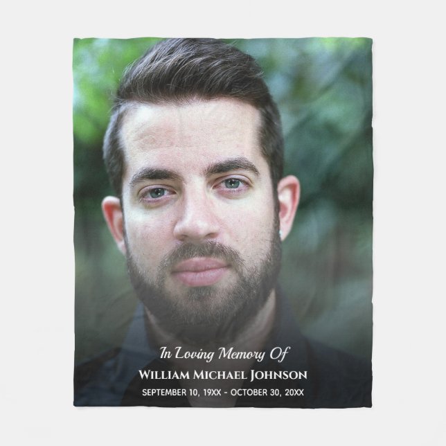 Funeral Custom Photo Bereavement In Loving Memory Fleece Blanket (Front)