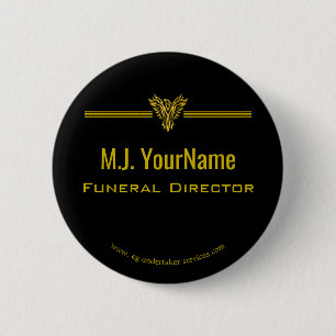 Funeral Director gold stripes and rising phoenix 2 Inch Round Button