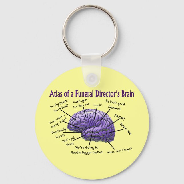 Funeral Director/Mortician Funny Brain Design Keychain (Front)
