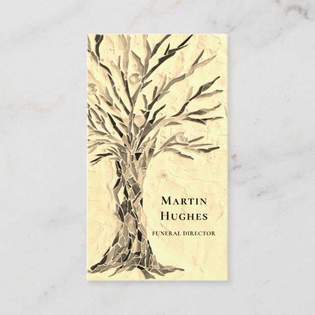 Funeral Director Tree Of Life Sepia Business Card (Front)