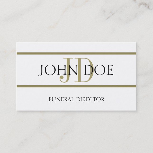 Funeral Director White/Gold Stripe Business Card (Front)