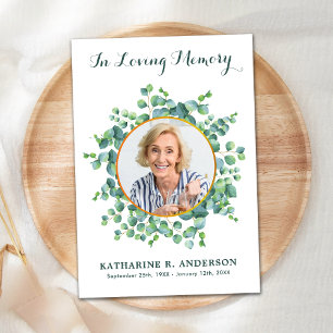 Funeral Eucalyptus Memorial Photo Sympathy Thank You Card