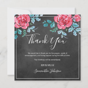 Funeral Family Thank You Watercolor Roses Photo Card