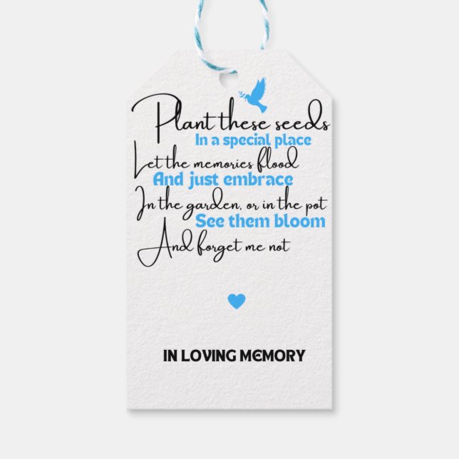 Funeral Favors | Memorial Tags  (Back)