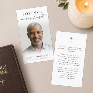 Funeral Forever Hearts Photo Cross Prayer Card