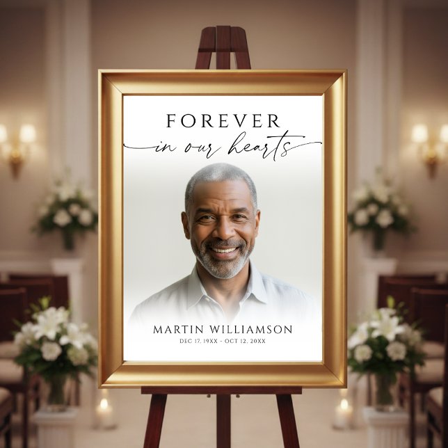 Funeral Forever In Our Hearts Photo Modern Script Poster (Creator Uploaded)