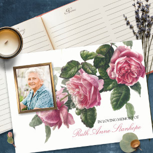 Funeral Guest Book Antique Tea Rose