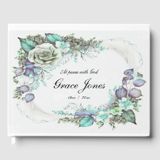 Funeral Guest Book Floral on white Customizable