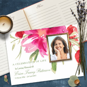 Funeral Guest Book Florals & Photo