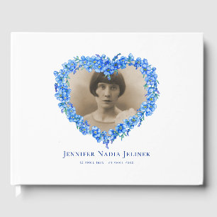 Funeral guest book forget-me-nots flowers blue