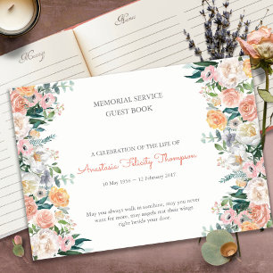 Funeral Guest Book Watercolor Roses 1