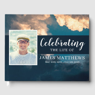 Funeral Guest Book with Stunning Blue Sky & Clouds