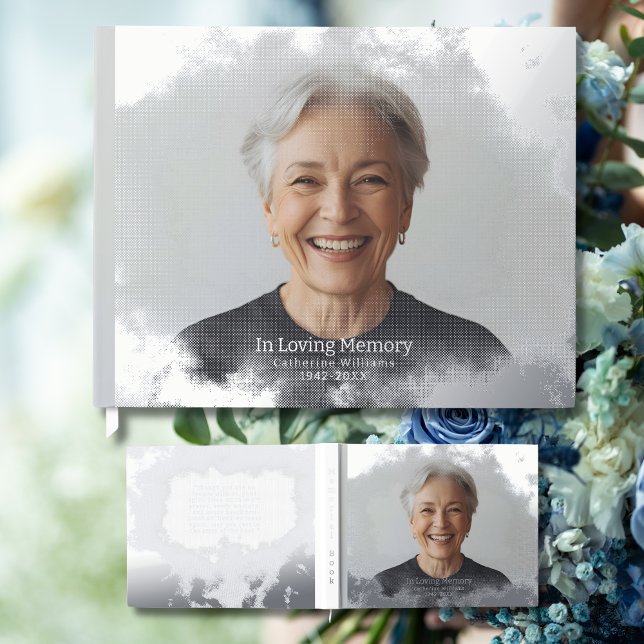 Funeral Guestbook Silver Clouds Foil Guestbook (Creator Uploaded)