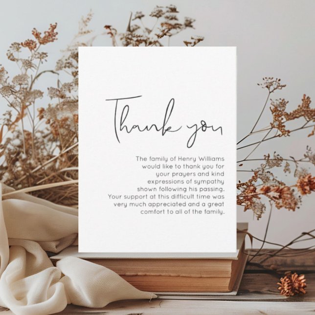 Funeral Handwritten Bereavement Thank You Note  Card (Creator Uploaded)