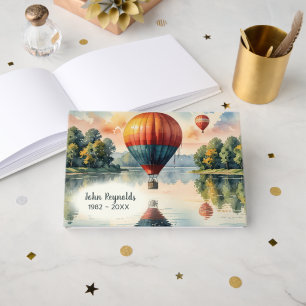 Funeral Hot Air Balloons with Water Reflection  Guest Book