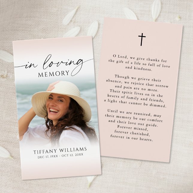 Funeral In Loving Memory Cross Photo Prayer Card (Creator Uploaded)