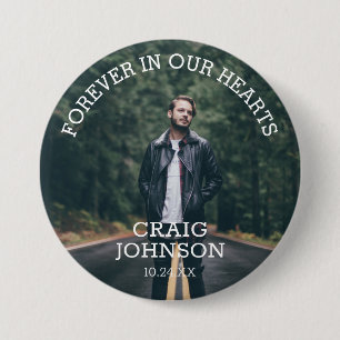 Funeral In Loving Memory   Photo 3 Inch Round Button