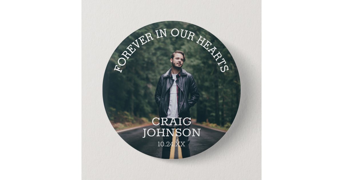Funeral In Loving Memory Photo 3 Inch Round Button