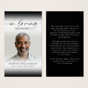 Funeral In Loving Memory Photo Modern Prayer Card