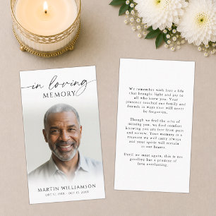 Funeral In Loving Memory Photo Modern Prayer Card