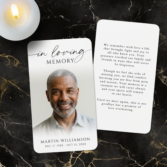Funeral In Loving Memory Photo Simple Prayer Card (Créateur téléchargé)