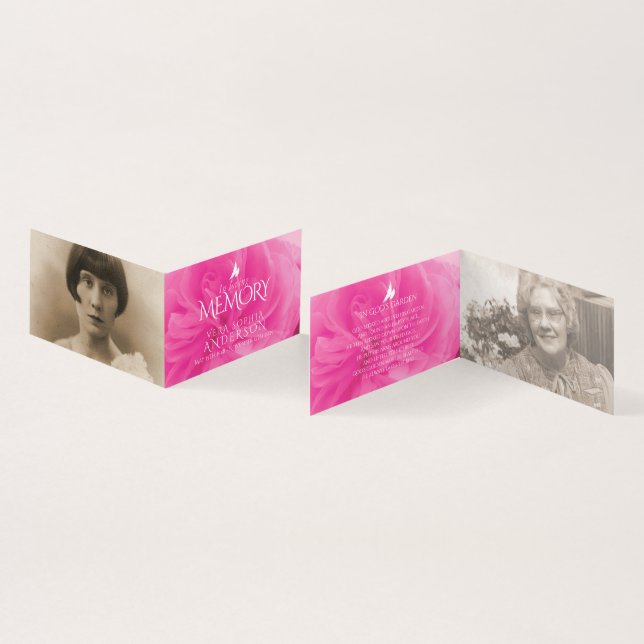 Funeral in loving memory pink rose poem card (Inside and Outside)