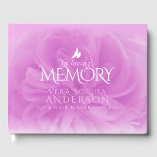 Funeral in loving memory rose purple guest book