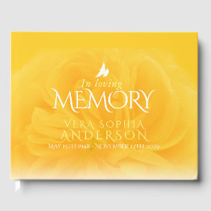 Funeral in loving memory rose yellow guest book