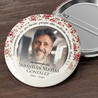 Funeral In Loving Memory Spanish Photo 2 Inch Round Button