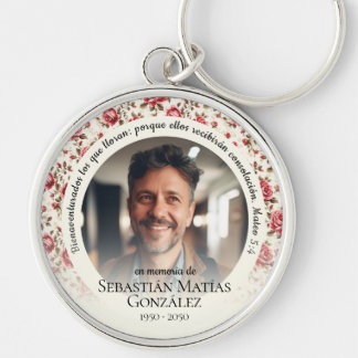 Funeral In Loving Memory Spanish Photo Keychain