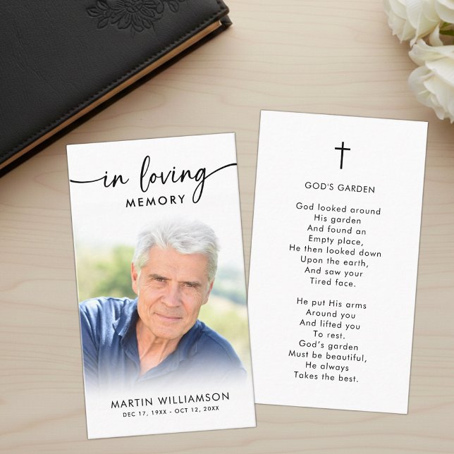 Funeral In Memory Photo Cross Prayer Card (Creator Uploaded)