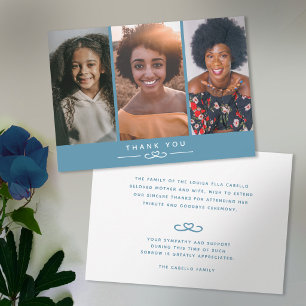 Funeral in our hearts blue photos thank you card