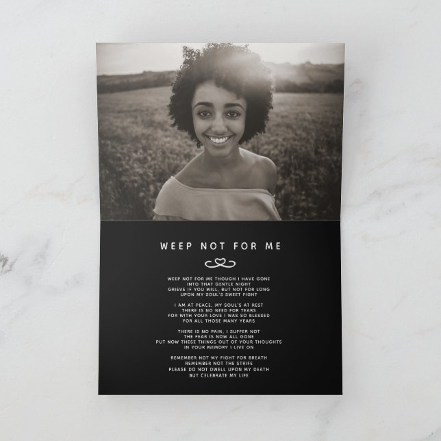 Funeral in our hearts forever black poem card (Inside)