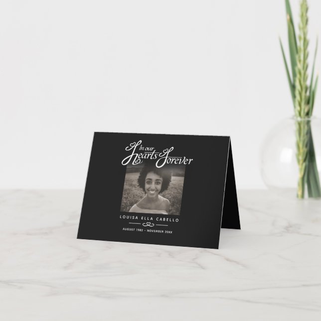 Funeral in our hearts forever black poem card (Front)
