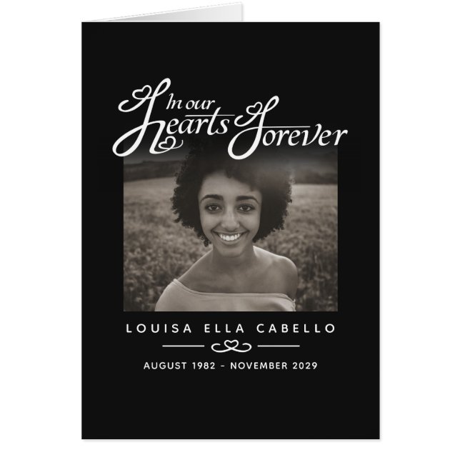 Funeral in our hearts forever black poem card (Front)