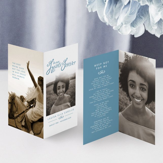 Funeral in our hearts forever blue photo poem card (Creator Uploaded)