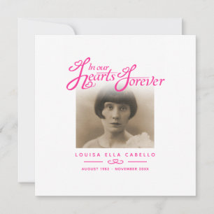 Funeral in our hearts she is gone poem pink white card