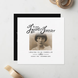 Funeral in our hearts she is gone poem white black card