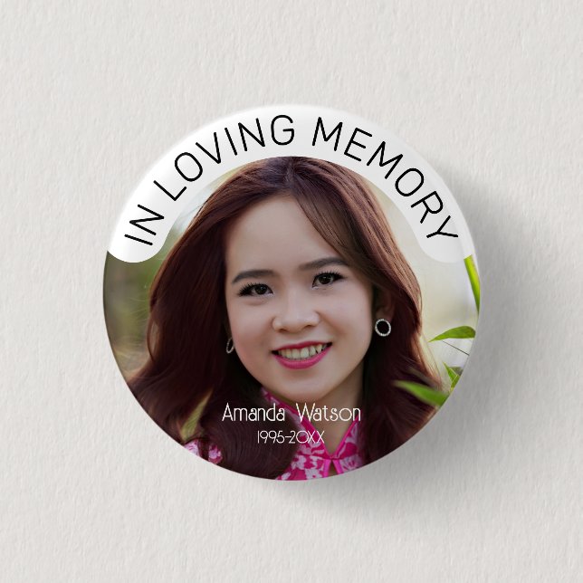 Funeral Keepsake Photo Memorial Tribute  1 Inch Round Button (Front)