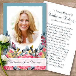 Funeral Loss Botanicals Prayer Sympathy Cards