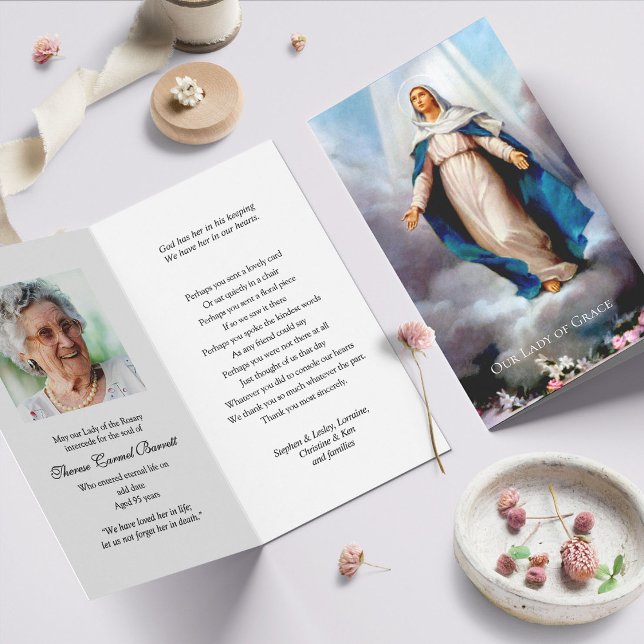 Funeral Loss Grace Memorial Prayer Sympathy Cards (catholic, religious, celebration of life, in loving memory of, prayer cards for bereavement)