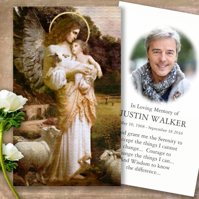 Funeral Loss Guardian Angel Prayer Sympathy Cards (catholic, religious, celebration of life, in loving memory of, prayer cards for bereavement)