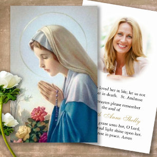 Funeral Loss Mary Praying Prayer Sympathy Cards