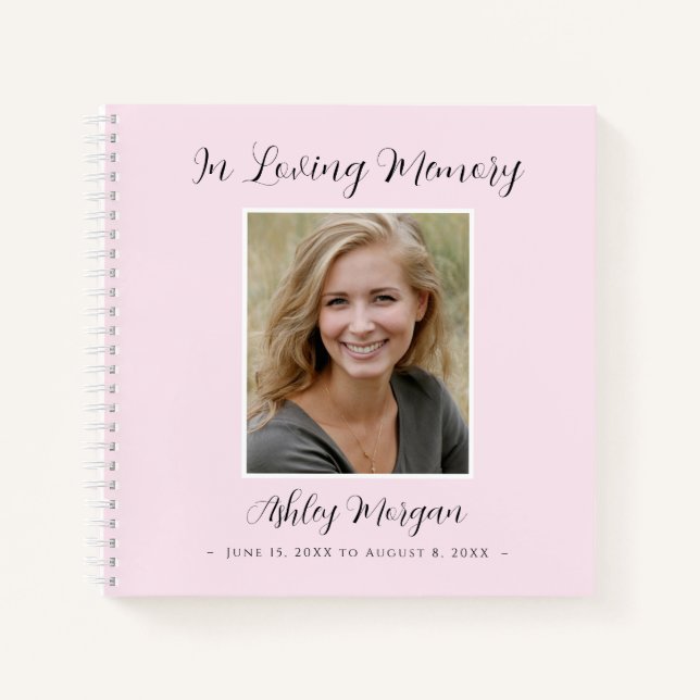 Funeral, Loving Memory, Pale Pink, Name Dates Notebook (Front)