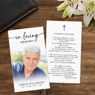 Funeral Loving Memory Photo Cross Poem Prayer Card