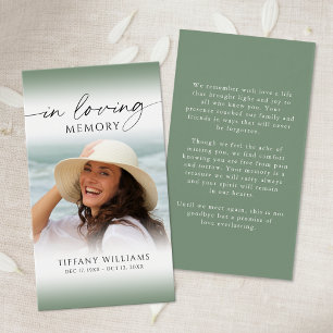 Funeral Loving Memory Photo Sympathy Prayer Card